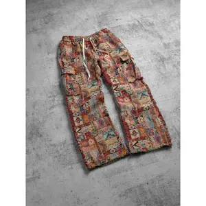 Men's Casual Pants Autumn Trendy Loose High-End Relaxed Wide-Leg Straight Long Trousers with Unique Patchwork Design for Comfort and Style