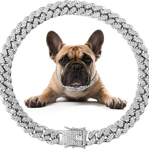 MiMi New Small Medium Large Dog Cat Pet Cuban Chain Metal Chain Dog Necklace Cat Puppy Collar Jewelry Accessories