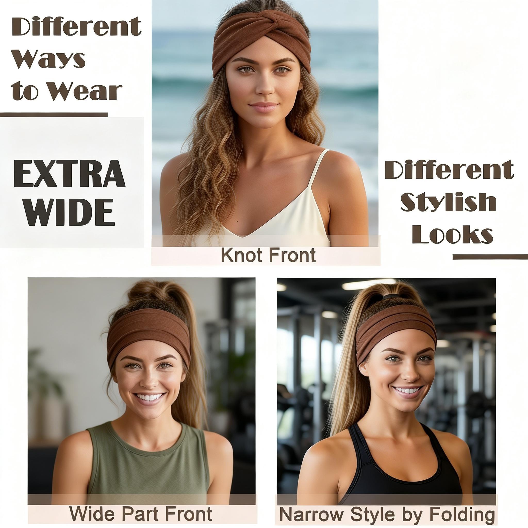 Women's Hairband Set of 4, Wide and Narrow Elastic Boho Headbands, Vintage Style for Sports, Yoga, Makeup, Spa, Fashion Accessory, Workout Headband, Chic Headbands