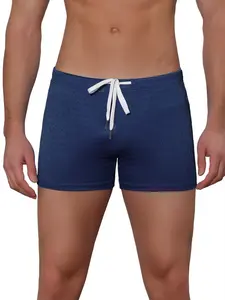 INSPIRE CHIC Men's Solid Color Drawstring Waist Summer Beach Pool Swim Trunks