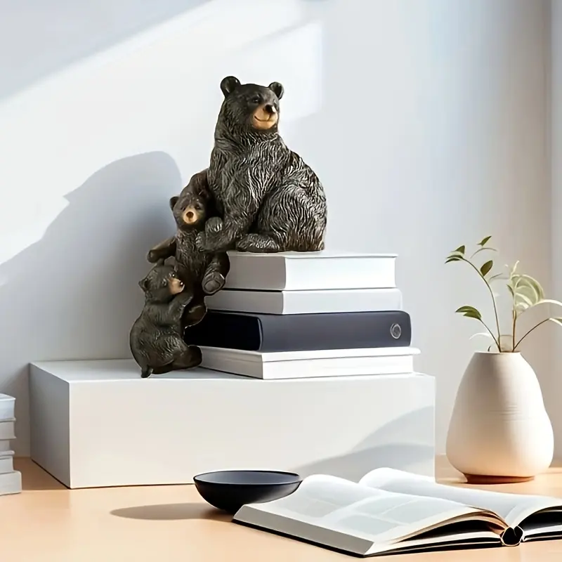 Elegant Resin Bear Statue - 1 Cute Cartoon Figurine, Interior Home Decor for Living Room Bedroom Desktop, Ideal Abs-Themed Ornament for Bachelorette Party