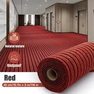 40cm*300cm Polyester Self-Adhesive Grid Stripe Roll, Thickened 6mm High Density, Anti-Slip Stair Runner Mat for Hotel Mall Corridor Stairs, Durable Commercial Use