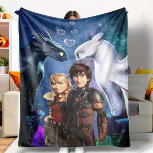 Fantasy Dragon Flannel Blanket Romantic Love Print Soft Warm Lightweight Cozy for Bedroom Sofa Camping Travel Gift