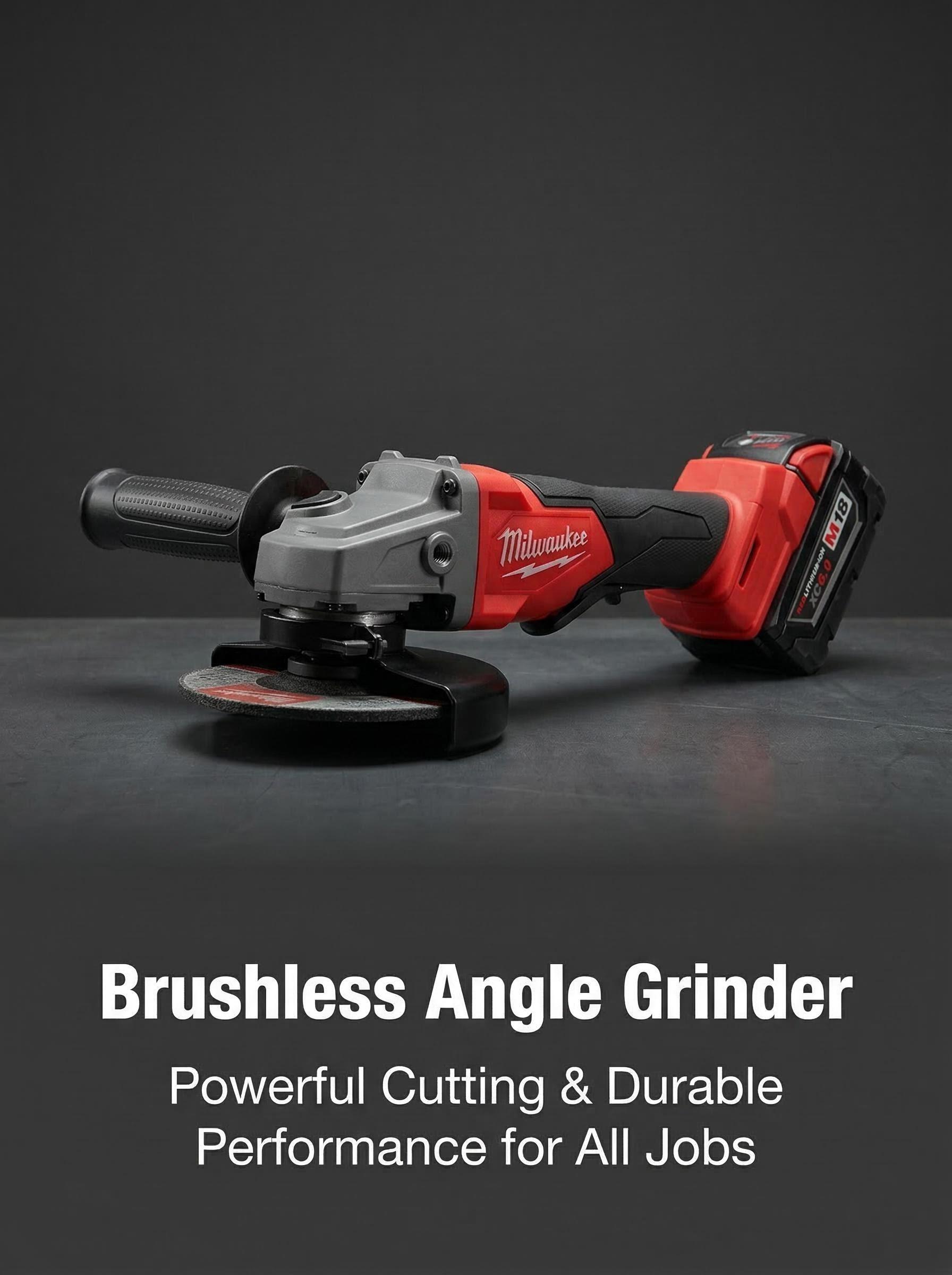 Milwaukee M18 18V 125mm Brushless Angle Grinder For Steel Processing And Jobsite Use Power Tool Variable RPM Compact Body M14 Spindle