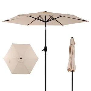 7.5/10 FT Patio Umbrella - All-Weather, Canopy Sunshade, Wind-Resistant, High Wind Parasol with Push-Button Tilt, Crank Mechanism for Garden, Deck (Umbrella Base Not Included), All-Weather Parasols, Canopy Sunshade Parasols
