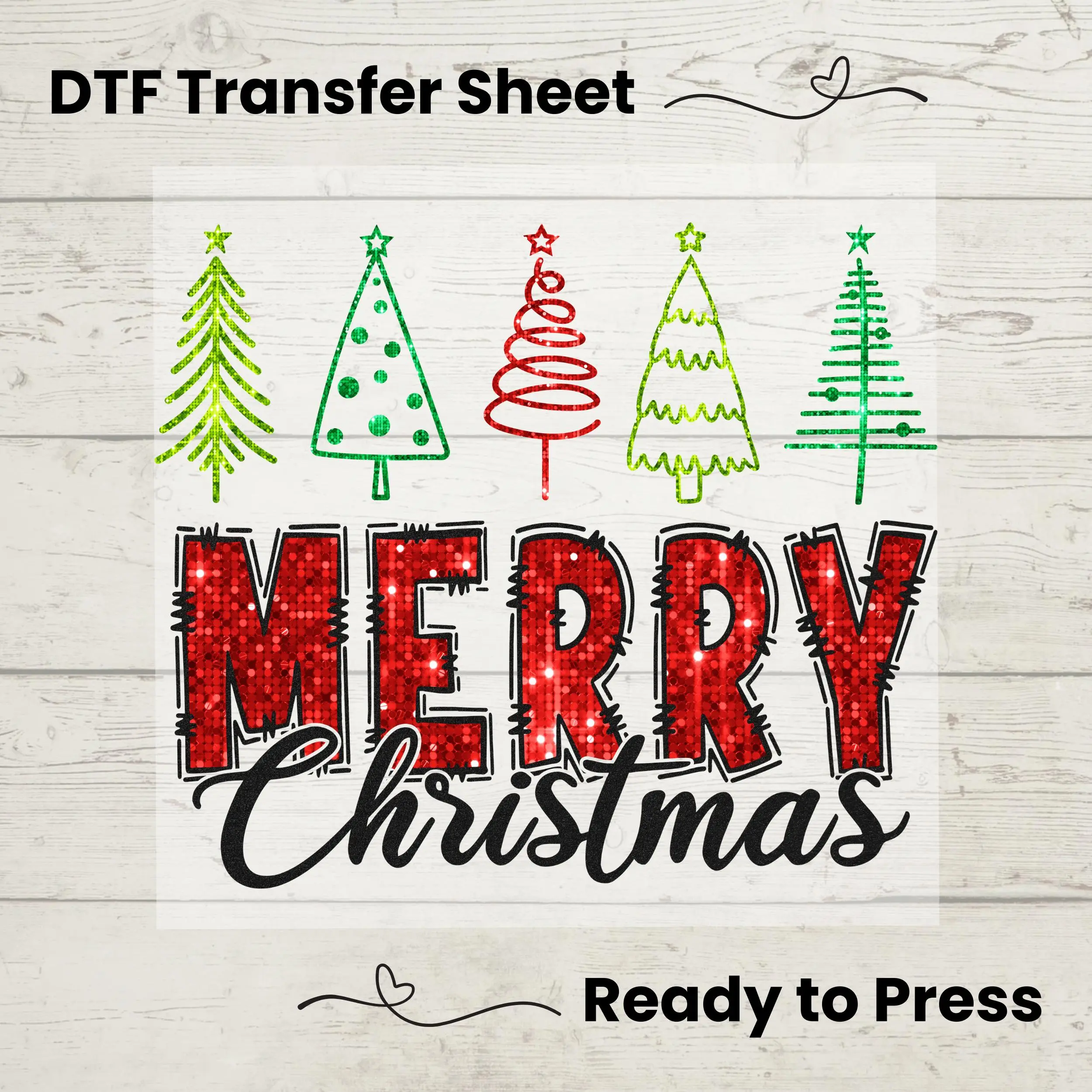 Merry Christmas DTF, Dtf Transfer Sheet, Ready to Press, Custom Dtf, Diy Heat Transfer, Glitter Holiday Craft, Christmas Tree Sweater