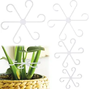 4pcs Set Plant Support Fasteners for Indoor Climbing Plants Plastic Stem Clamps for Garden Flower Support Multi-Prong Plant Holder for Upward Growth Sturdy Reusable Plant Clips for Potted Greenery