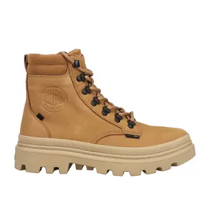 Palladium Womens Pallatrooper Round Toe Hiker Zippered Hiking Casual Boots Ankle Low Heel 1-2" - Brown
