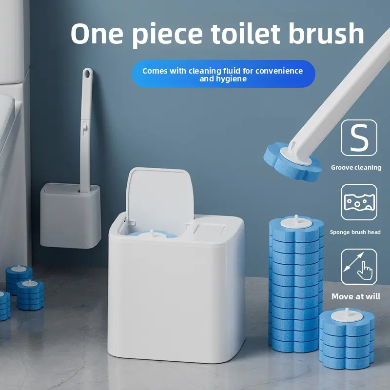New Toilet Brush Integrated Toilet Brush Automatic Flip Cover with Base Cleaning Brush Disposable Toilet Brush Set