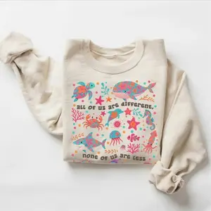 HappyShift - Gildan Autism Inclusion Sweatshirt, Neurodivergent All of Us Are Different Crewneck, Summer Special Education Teacher Tee, Gift for Teachers