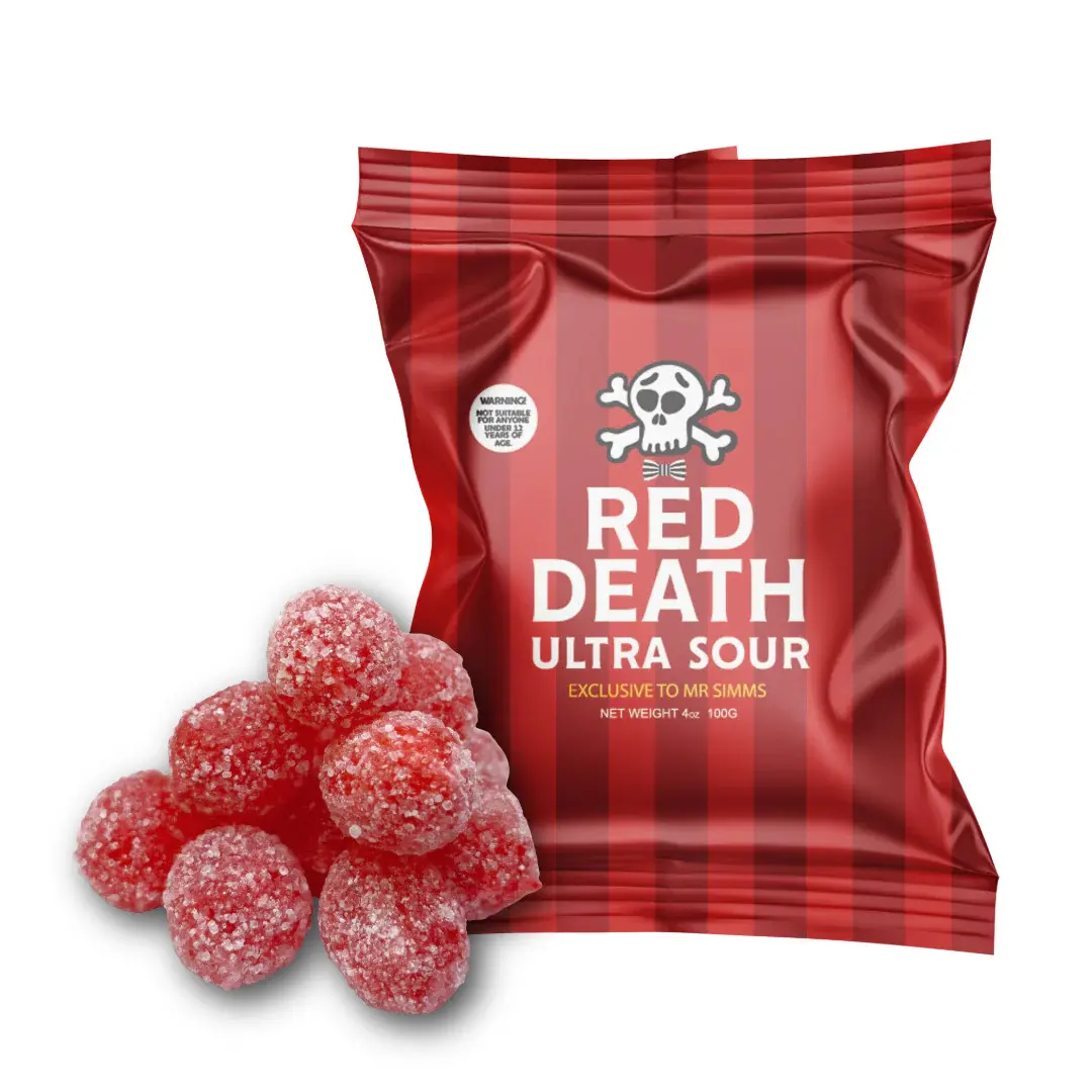 Mr. Simms Red Death Ultra Sour , 4 oz bag ( Not suitable for children under 12 years of age)