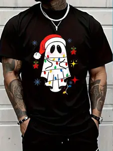 100% Cotton Ghost Christmas Santa Spooky Christmas T-Shirt Women's Men's Graphic Tee Crew Neck summer vacation Tops