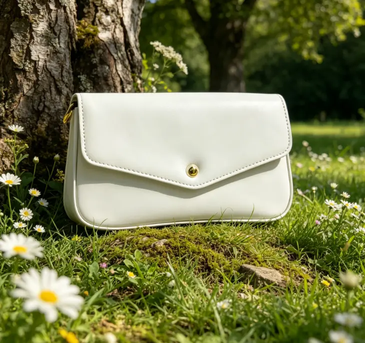 Cream White Monogram Envelope Crossbody Bag, Inspired Summer Shoulder Purse, Lightweight Flap Bag for Vacation & Brunch