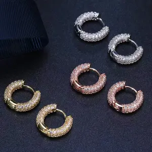 Full zircon circle ladies' earrings, 14K gold-plated zircon hoop earrings, fashionable small hoop earrings, women's earrings, low-allergy stud design, lightweight earring set, perfect gift for birthdays, holidays, and anniversaries