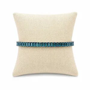 Blue Luxe Tennis Bracelet - Fits 6.5 Inches - White Gold Plated