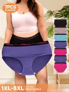 Women's Plus Size Underwear Set, Stretchy Panty, Soft Fabric Design, Comfortable Daily Wear, Ideal for Everyday Use, Women's Clothing Essentials