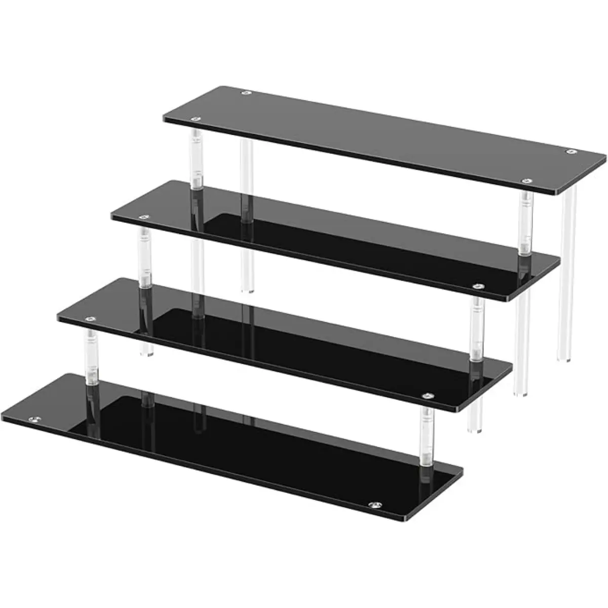 4 Tier Acrylic Display Risers, Clear Perfume Organizer Stand, Large Cupcake Stand Holder, Dessert Display for Party, Display Shelf for Figure and Collection, Riser Stand for Decoration and Organizer Brand Dooiclear