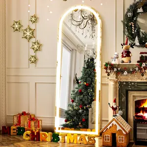 Beautypeak 64” x 21” Full Length Mirror with LED Light, Floor Mirror Wall Mounted Mirrors with Dimming & 3 Color Lighting for Bedroom Cloakroom Decor