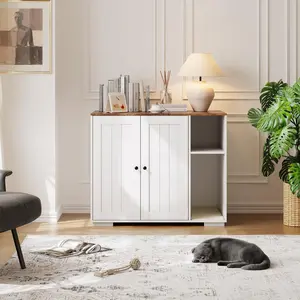 Large Litter Box Enclosure with Litter Collector & Dog-Proof Shelf, Hidden Litter Box Furniture for Self Cleaning Litter Box, Self-Cleaning Litter Boxes Cabinet, Indoor Cat House, Side Table