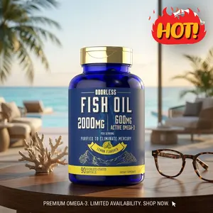 Fish Oil Omega 3 Softgels — Lemon Flavored Daily Wellness Supplement, 90 Odorless Softgels