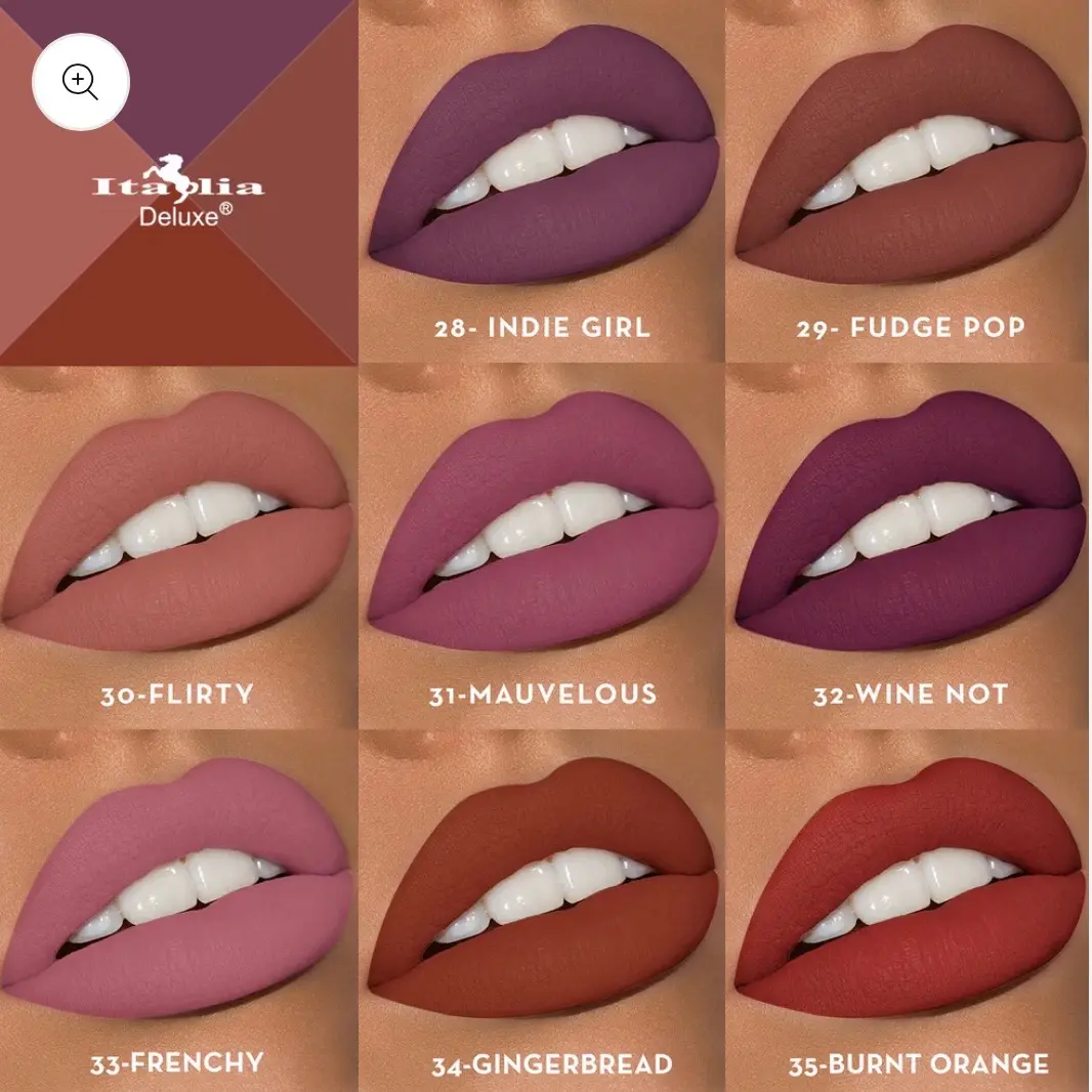 Italia Deluxe Mousse Matte Lipstick up to 12 hours Ultra soft & velvety smooth Gloss Lightweight Lipgloss Makeup Cosmetic Glossy Italia Deluxe Mousse Matte Lipstick up to 12 hours Ultra soft & velvety smooth Gloss Lightweight Lipgloss Makeup Cosmetic Glossy
