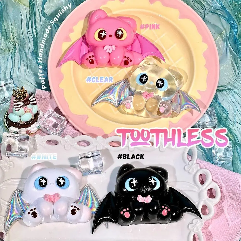 Toothless, Black & White Variants Food-Grade Silicone Squishy Toy, Unisex Handmade Creamy Soft Adhesive Slow-Rebound Squeeze Toy for DIY Felt Crafts & Happy Game Accessory, Black Toothless