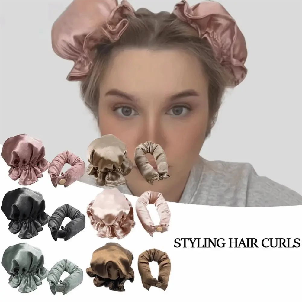 2Pcs/Set DIY Heatless Curling Rod Set Pillow Soft Rollers Hair Styling Tools No Heat Hair Curler Silk Curls Hair Caps