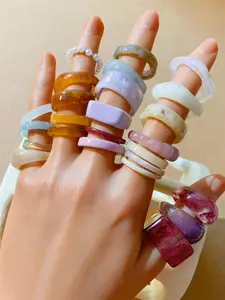 Resin Promise Rings, Summer Rings, Chunky Aesthetic Trendy Colorful Cute Stackable Rings Jewelry, Stacking Rings, Vintage Jewelry, Summer Jewelry, Cool Female Fashion Accessories