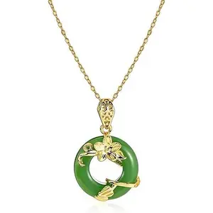 DearYou Studio B Jade Necklace for Women Buddha Jade Necklaces Green Crystal Necklace Lucky Buddha Jewelry Gifts for Women