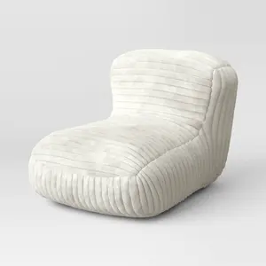 Memory Foam Filled Bean Bag Lounger with Corduroy Cover and Structured High Back Cream - Room Essentials