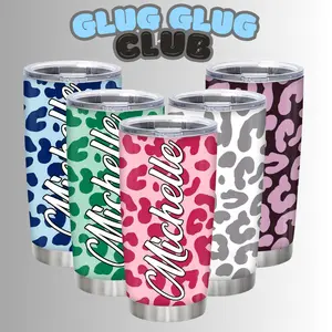 Personalized Gifts For Leopard Lover Birthday Christmas, Leopard Print Custom Name Stainless Steel Tumbler 20oz With Straw Lid - Cheetah Lover Gifts For Her Women Girl Daughter Friend