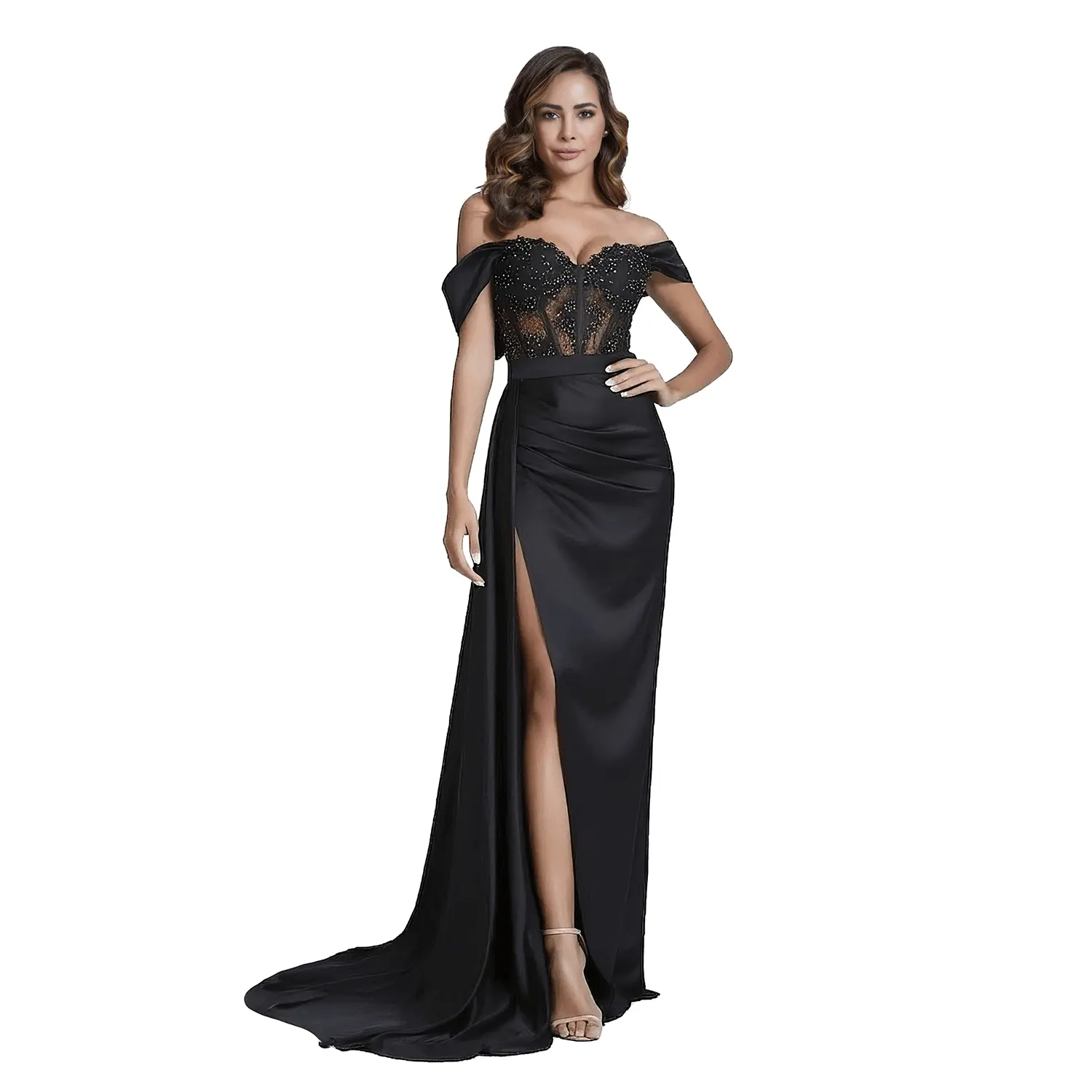 Valentina Black Lace Corset Gown