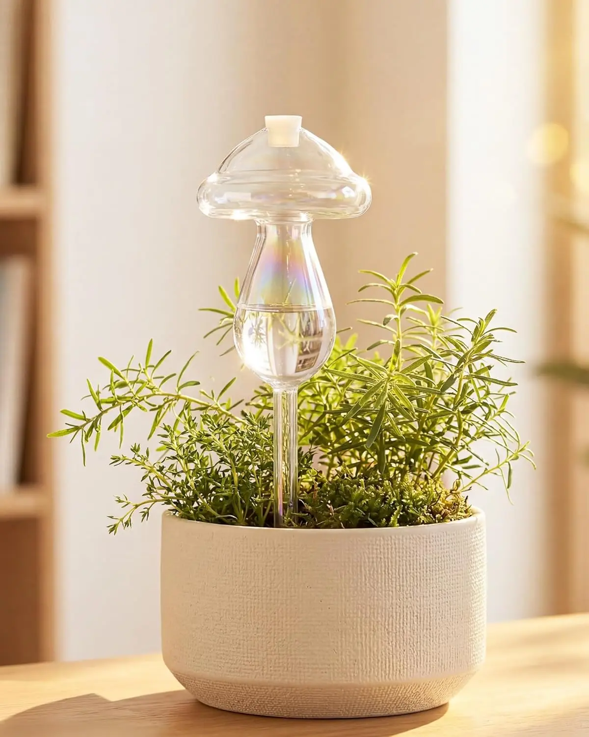 Bamworld Light Iridescent Rainbow Gradient Glass Self Watering Spikes 4 Pieces Automatic Irrigation for Indoor Outdoor Plants Watering Devices