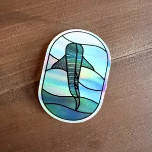 Holographic Whale Shark Sticker