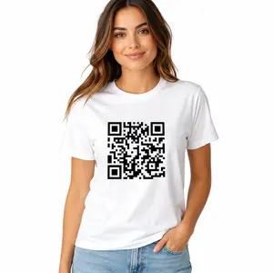 Women’s QR Code Graphic Tee, White Casual Digital Print T-Shirt, Tech Meme Streetwear Top, Minimal Black White Code Shirt, Funny Internet Aesthetic Tee, Conversation Starter Outfit, Gift for Her