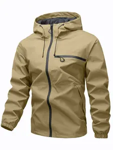 Men's Lightweight Windproof Casual Jacket with Hood, Chest Zipper Pocket, All-Season Fashion Workwear, Outdoor Adventure and Leisure Wear, Casual Fashion Coat