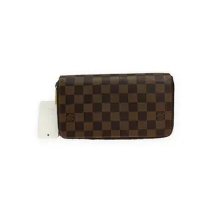 Pre-owned Louis Vuitton Damier Ebene coated canvas Small Leather Goods Zippy Wallet brown checkerboard Very Good S014260411022