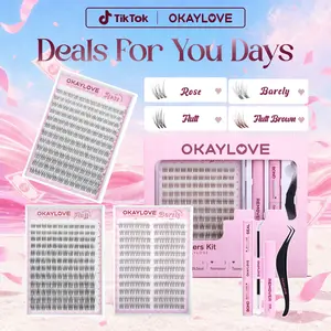 OKAYLOVE Natural Lash Clusters Kit Rose | Vivi | Nira | Flutt Brown Wispy Lash Extension Kit with Long-lasting Lash Bond and Seal,Tweezers and Remover for DIY Eyelash at Home for Natural Makeup Girl Gifts DealsForYouDays