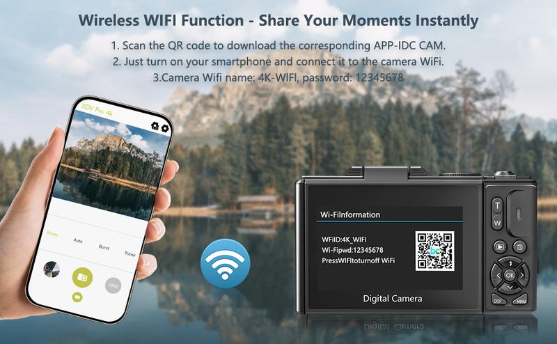 Product Introduction of 4K Digital Camera for Photography with 64MP, 3 Inch 180° Flip Screen, 18X Digital Zoom, 32GB Micro SD Card, 2 Batteries, Ideal for Beginners 10