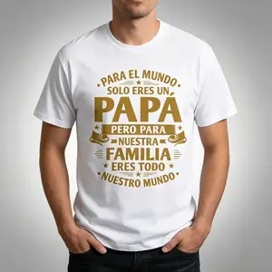 Men's T-Shirt with Classic Graphic Print, 100% Cotton Short Sleeve Top with Heartfelt Spanish Quote, Casual Menswear for Dad