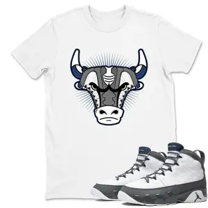 9 Flint Grey Shirt, 9 Flint Grey Graphic T-Shirt, Sneaker Bull Head Tee Match Sneaker, Clean Lines, Minimalist Look, Cool Colors