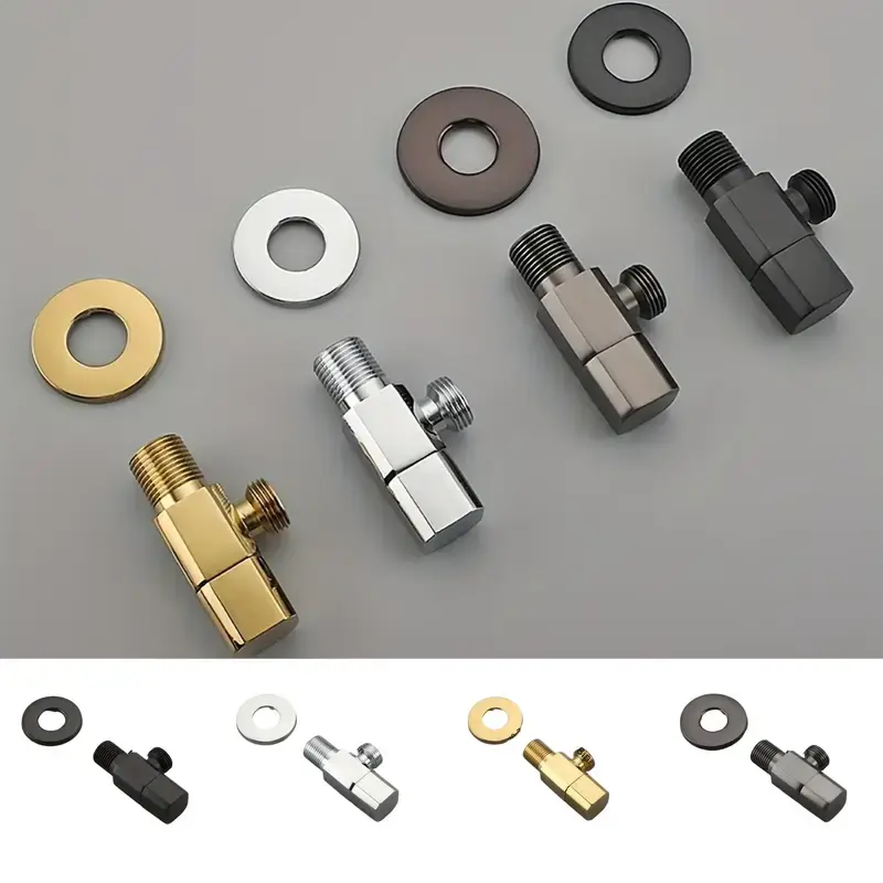 Mini Brass Tee Valve with Golden and Silver Finish - Universal European and American Threads, Ideal for Bathroom and Toilet