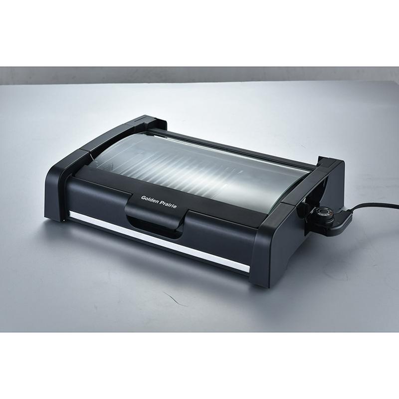 1200W 2 in1 Grill Griddle Plates Smokeless Indoor Grill Electric Griddle w/cover, 10 X 14" Adjustable temperature control,closed usable for power heating, make food Juice.