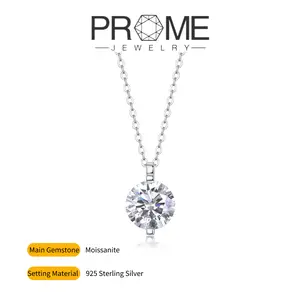(MX018)S925 Sterling Silver Simple Pendant Necklace | 0.5CT, 2CT, 3CT, 5CT Synthetic Moissanite | Elegant & Versatile Design | Perfect Gift for Women | Daily & Office Wear