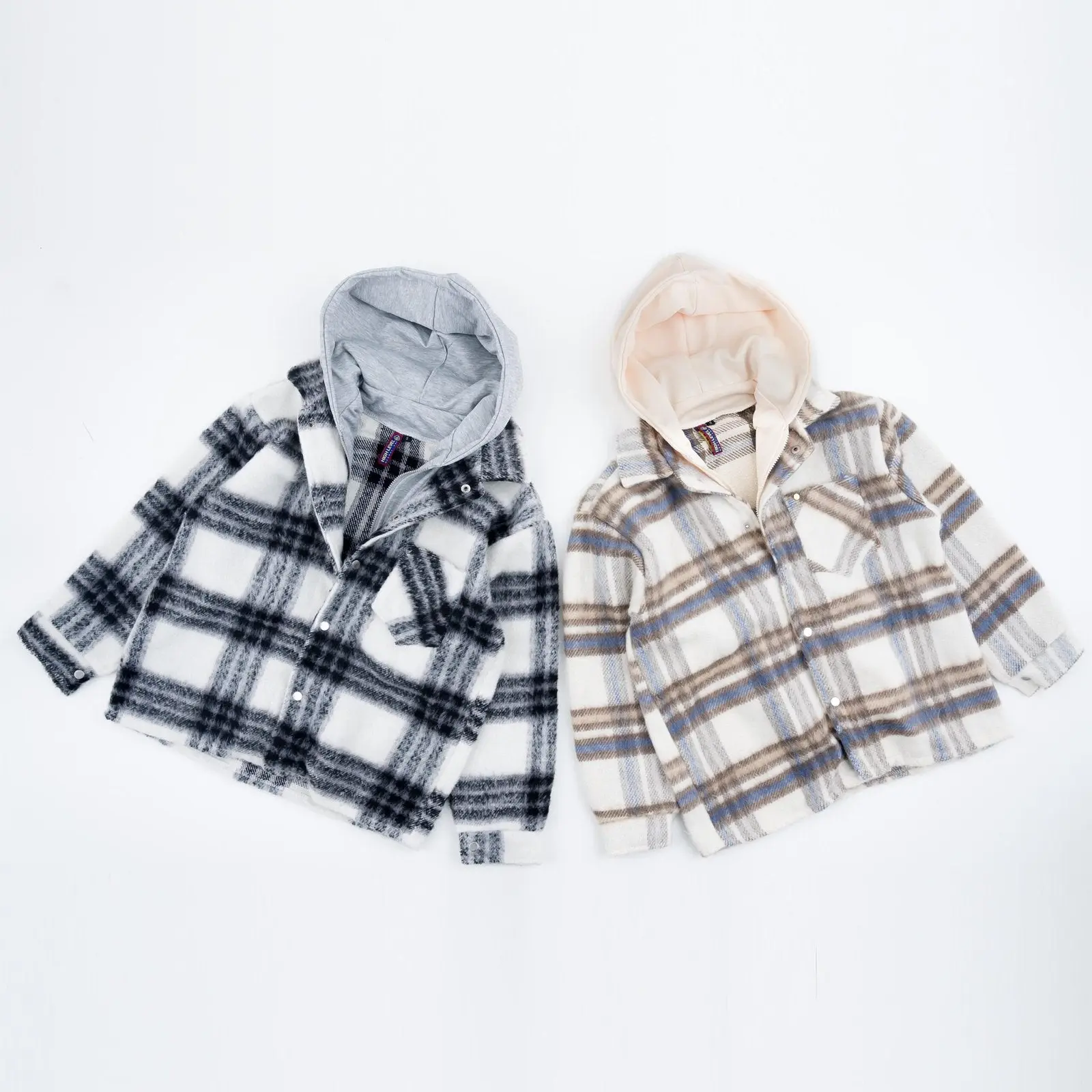 Women's Oversized Hooded Plaid Flannel Jacket Flacket by HL - Versatile Casual Wear for All Occasions - Womenswear Comfort