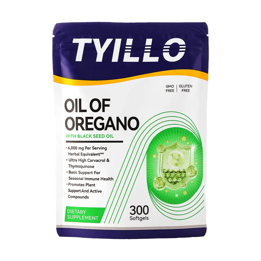 TYILLO Oregano Oil Soft Capsules Oregano Oil and Black Seed Oil Seasonal Immune Health Seasonal Immune Protection Anti-Flu Enhance Physical Fitness Relieve Infection Reduce Inflammation Dietary Supplement Suitable for Adults 300 Softgels