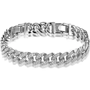 Women's Ankle Bracelets Cuban Link Chain Anklets Adjustable Chunky Anklets with Detachable Extender Rhinestone Bling  Gifts