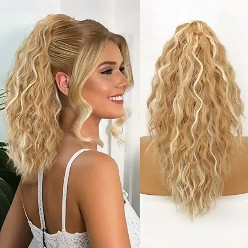 Yetta beauty 18 Inch Long Curly Wave clip Ponytail Extension with Natural Fluffy Synthetic Clip in Hair Extension for Women Ideal for Daily Use and Various Occasions Hairpiece braiding hair clip ins for black women tinsel hair