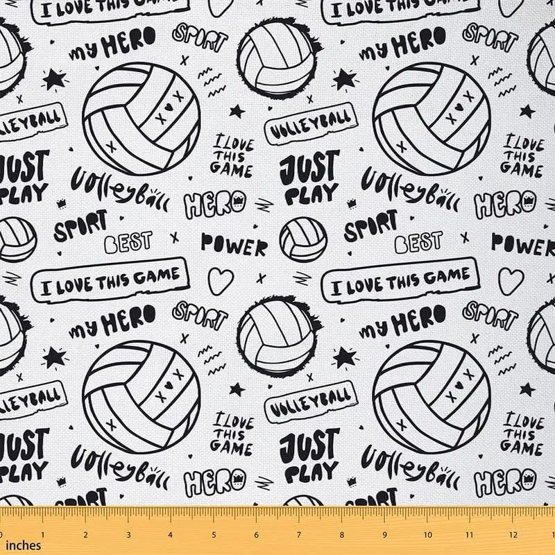Volleyball Upholstery Fabric,Gaming Sports Outdoor Fabric by The Yard,Ball Games Gift for Volleyball Lover Decorative Fabric for DIY Projects, Patterned Fabric