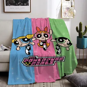 powerpuff girls Throw Flannel All Weather Blanket Kneeling Blankets Fluffy Warm Winter Blanket Blankets on Offer Home Knee Throw Wearing Microfiber